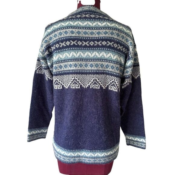 Alpaca Connection Alpaca Wool Blend Fair Isle Sweater size S Blue - Picture 3 of 10